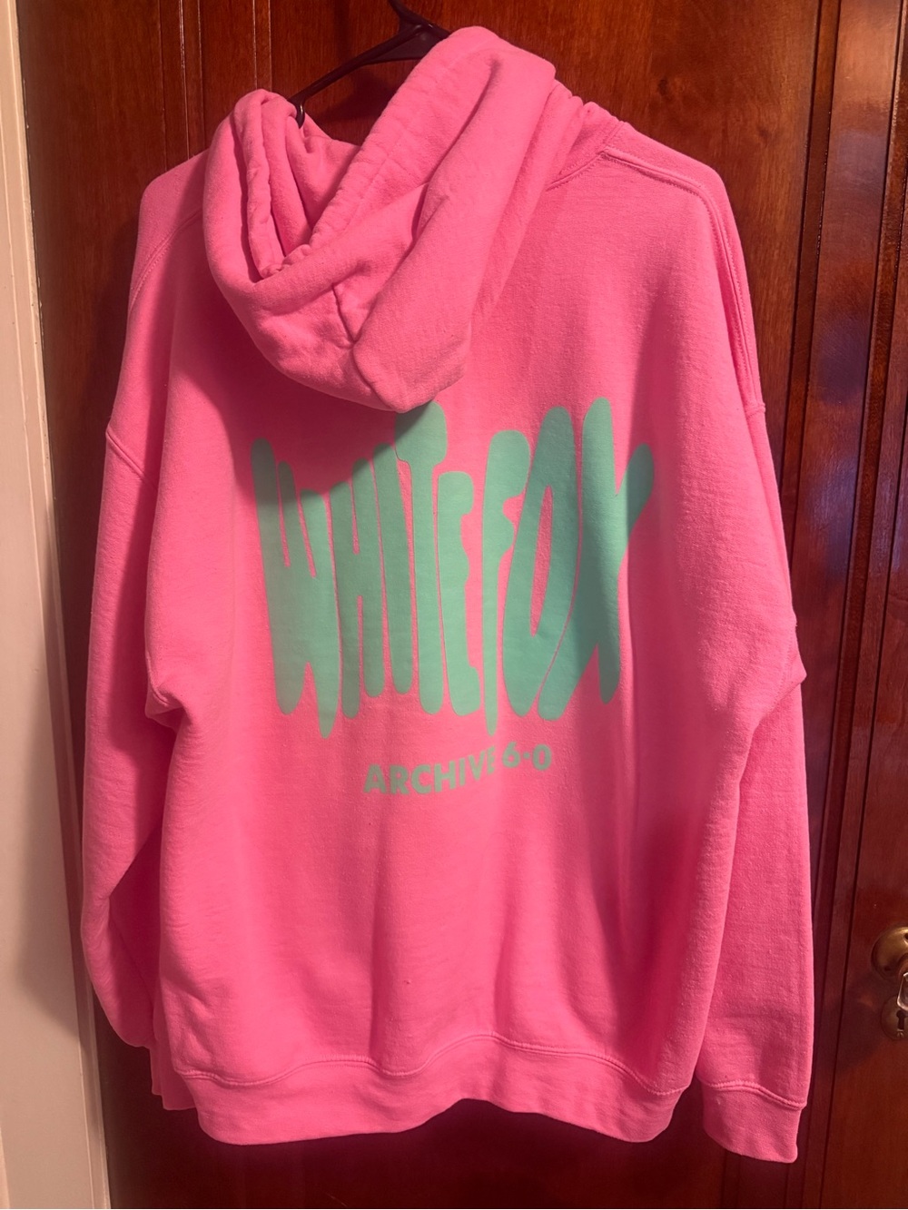 Baby Pink hoodie with White Fox logo
